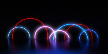 Renkli Çemberli Video Oyun Neon Arkaplanı