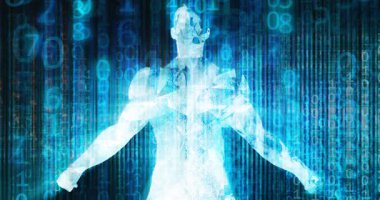 Gelişmiş Yapay Zeka Soyut Konsepti ile Dijital Teknoloji Arkaplanı