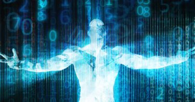 Bilgisayar Teknolojisi Konsepti Olarak İkili Veri Arkaplanı