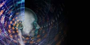 Yan Görünüm İnsan Android baş teknolojisi kavramı