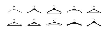 Hanger icons. Various clothes hanger set. Vector illustration.