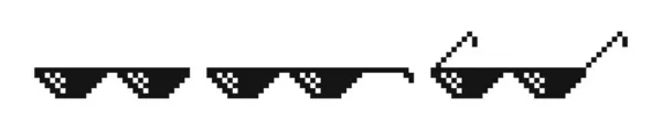 Bicchieri Pixel Occhiali Meme Vita Alla Moda Stile Pixel Art — Vettoriale Stock