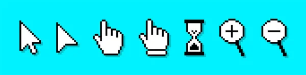 Набор Значков Пиксельного Компьютерного Указателя Мыши Курсоры Пиксельного Искусства Стрелки — стоковый вектор