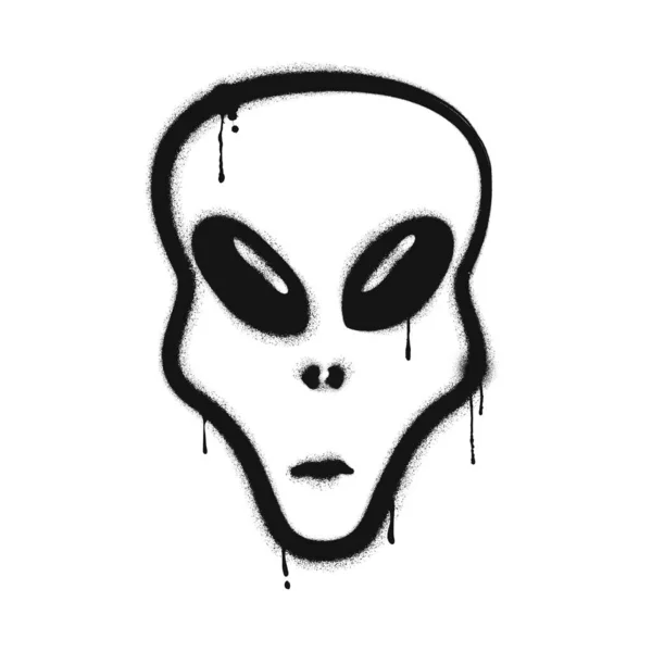 Graffiti Drawing Alien Painted Graffiti Spray Pattern Space Alien Head — Stock Vector
