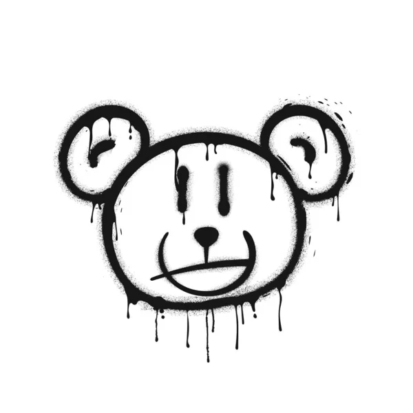 Graffiti Drawing Melting Bear Head Painted Graffiti Spray Pattern Bear — Stock Vector