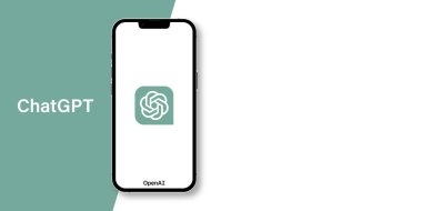 Ukrayna, Kropyvnytskyi - 29 Mayıs 2023. ChatGPT logosu ve iPhone ekranı. Sohbet GPT web pankartı için şablon, metin, akıllı telefon ve açık yapay zeka logosu için boşluk. Vektör illüstrasyonu.