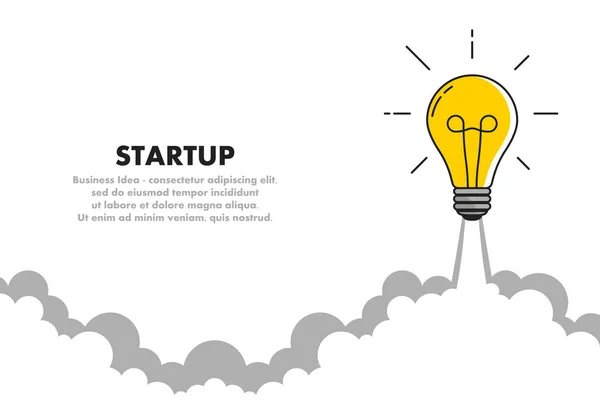Lançamento Foguete Lâmpada Para Conceito Startup Negócios Ideia Sucesso Lâmpada —  Vetores de Stock