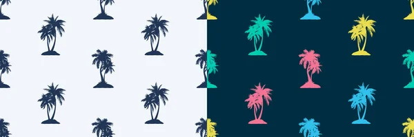 无缝隙的棕榈树图案 一套夏季无缝背景与热带棕榈树 纺织品 T恤衫 服装印花等的平面设计 矢量说明 — 图库矢量图片