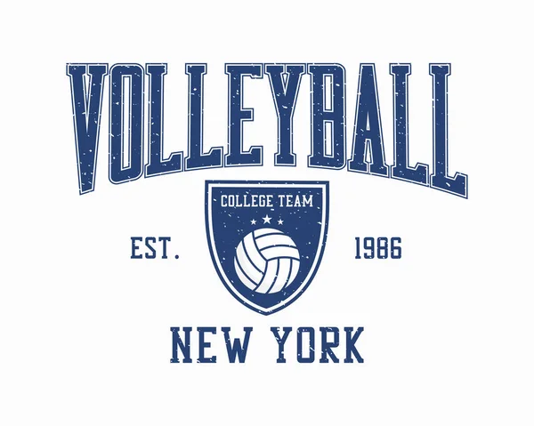 Projeto Shirt Vôlei Camiseta Nova Iorque Com Bola Voleibol Escudo Gráficos De Vetores