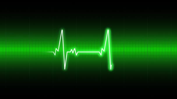 Cardiogramme Cardiaque Ekg Ecg Avec Ligne Coeur Mouvement Électrocardiogramme Vert — Video