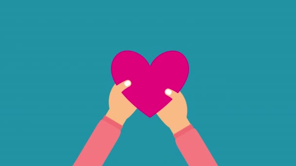 Concepto Caridad Donación Chica Dar Corazón Palma Mano Animación Vídeo — Vídeos de Stock