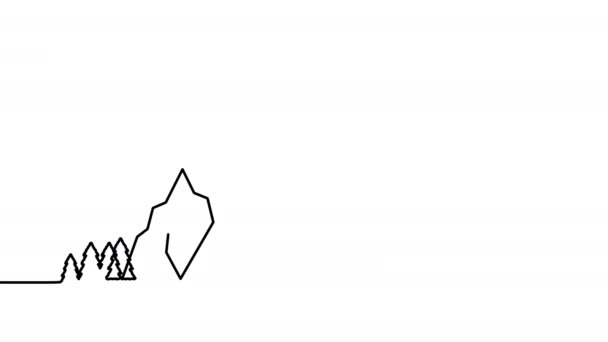 Mountains Landscape One Line Animated Drawing One Continuous Line Mountain — Stock Video