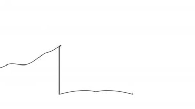 Sayfaları olan açık bir kitabın sürekli bir satırı. Tek satır açık kitap çiziyor. Eğitim, okuma veya öğrenim kavramı. Okulda, üniversitede, üniversitede. Alfa kanalı ile 4K video animasyonu.