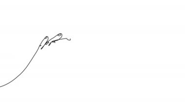 İki el yapboz parçalarını bir araya getirmek için tutuyor ve sürekli bir çizgi çiziyor. Yapboz ile tek sıra takım çalışması veya işbirliği konsepti. Alfa kanalı ile 4K video animasyonu.