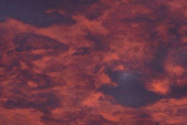 Red and purple dramatic clouds. Twilight scenery Nature photography