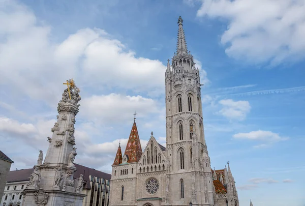 Mátyás Templom Szentháromság Oszlop Budapest Magyarország — Stock Fotó