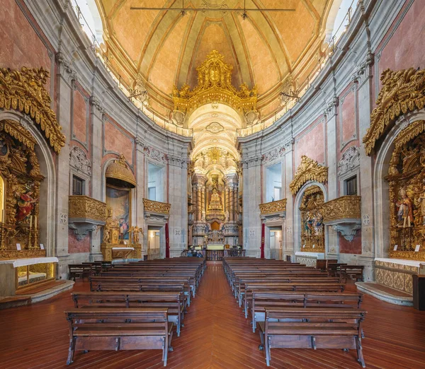 Porto Portugal Feb 2020 Altar Main Aisle Clerigos Church Interior — Stock Photo, Image
