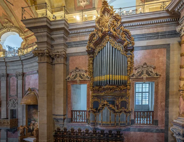 stock image Porto, Portugal - Feb 7, 2020: Pipe Organ at Clerigos Church Interior - Porto, Portugal