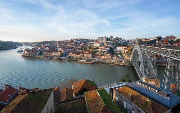 Porto Skyline Rzeką Douro Mostem Dom Luis Porto Portugalia — Zdjęcie stockowe