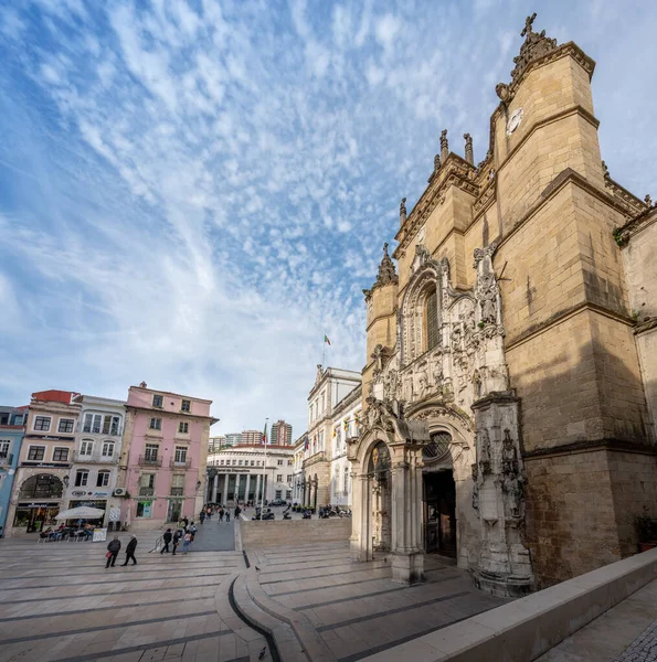 stock image Coimbra, Portugal - Feb 11, 2020: 8 de Maio Square with Coimbra City Hall and Santa Cruz Church - Coimbra, Portugal