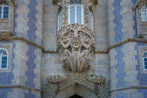 Stock image Sintra, Portugal - Feb 21, 2020: Triton Gate and Terrace at Pena Palace - Sintra, Portugal