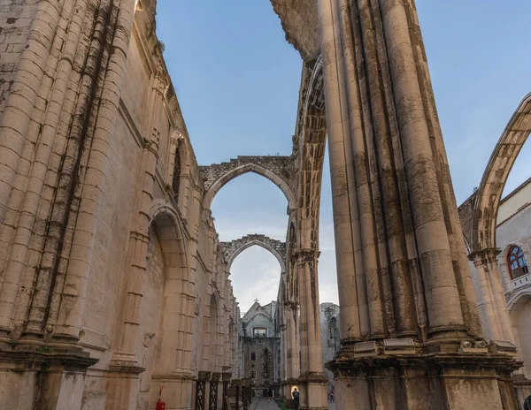 Lisbon Portugal Feb 2020 Ruins Main Nave Carmo Church Carmo — Stock Photo, Image