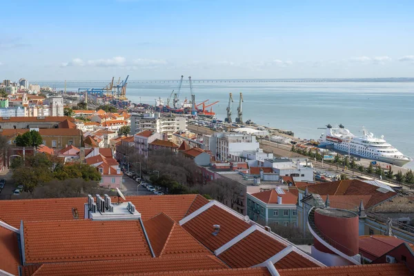 Widok Lotu Ptaka Port Lizbonie Lizbona Portugalia — Zdjęcie stockowe