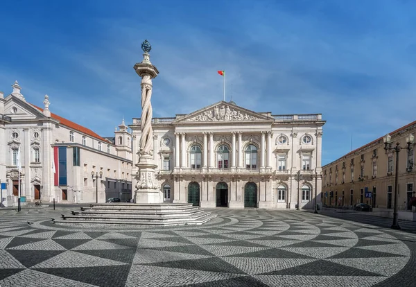 stock image Praca do Municipio Square and Lisbon City Hall and Pelourinho Column - Lisbon, Portugal