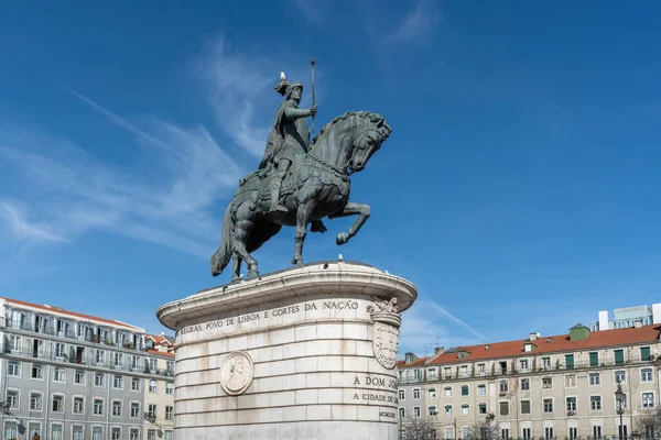 König Dom Joao Statue Auf Dem Praca Figueira Platz Lissabon — Stockfoto