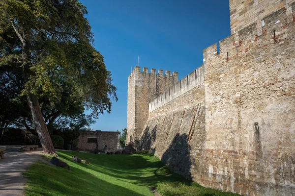 stock image Saint George Castle (Castelo de Sao Jorge) Dry Moat and Tower - Lisbon, Portugal