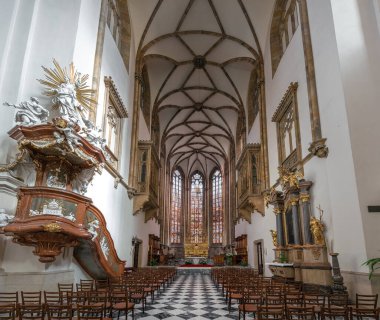 Brno, Çek Cumhuriyeti - 6 Ekim 2019: St. Peter ve Paul İçişleri Katedrali - Brno, Çek Cumhuriyeti