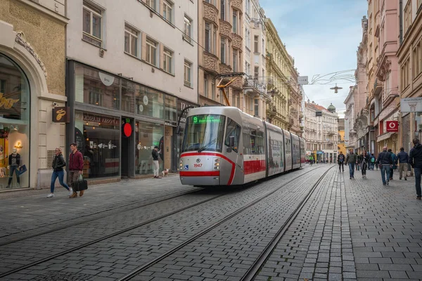 Brno, Çek Cumhuriyeti - 6 Ekim 2019: Masarykova Caddesi - Brno, Çek Cumhuriyeti