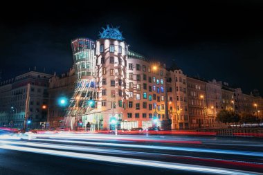 Prague, Czechia - Oct 01, 2019: Dancing House at night - Prague, Czech Republic