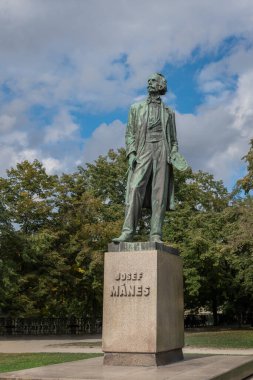 Prague, Czechia - Sep 26, 2019: Josef Manes Statue at Jan Palach Square - Prague, Czech Republic