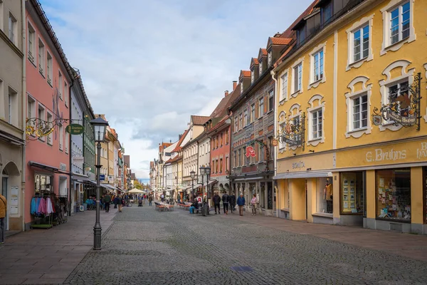 Bavaria, Germany - Nov 06, 2019: Reichenstrasse street at Fussen Old Town (Altstadt) - Fussen, Germany