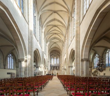Magdeburg, Germany - Jan 15, 2020: Nave and Main Aisle of Magdeburg Cathedral Interior - Magdeburg, Germany