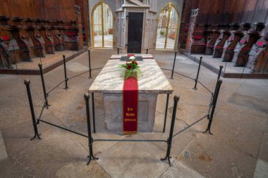 Magdeburg, Germany - Jan 15, 2020: Tomb of Otto I, Holy Roman Emperor at Magdeburg Cathedral Interior - Magdeburg, Germany