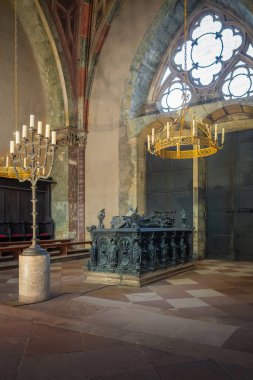 Magdeburg, Germany - Jan 15, 2020: Cenotaph of Queen Edith (Eadgyth) at Magdeburg Cathedral Interior - Magdeburg, Germany