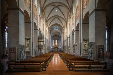 Mainz, Germany - Jan 22, 2020: Mainz Cathedral Interior - Mainz, Germany