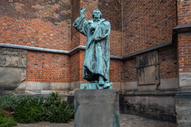 Martin Luther Monument in front of Market Church (Marktkirche) - Hanover, Lower Saxony, Germany clipart