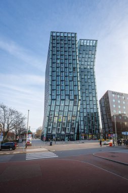 Hamburg, Germany - Jan 11, 2020: Dancing Towers at St. Pauli District - Hamburg, Germany