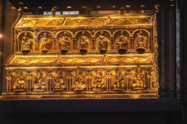 Cologne, Germany - Jan 28, 2020: The Shrine of the Three Kings at Cologne Cathedral Interior - Cologne, Germany
