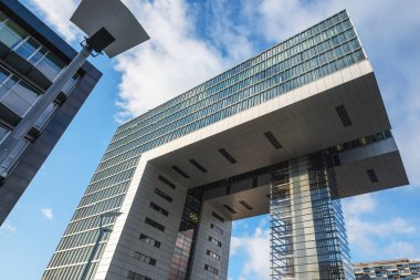 Cologne, Germany - Jan 28, 2020: Kranhaus Modern Building at Rheinauhafen - Cologne, Germany