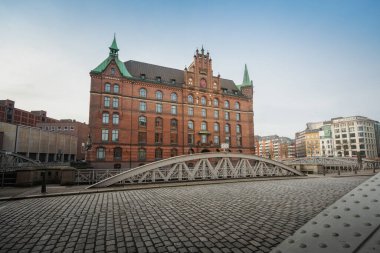 Kannengiesserortbrucke bridge at Speicherstadt warehouse district - Hamburg, Germany