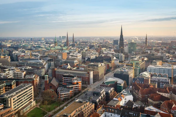 Aerial view of Hamburg with Church Towers and Hamburg City Hall - Hamburg, Germany