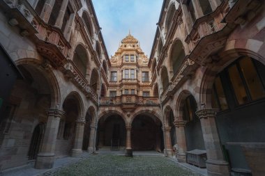 Nuremberg, Germany - Dec 09, 2019: Pellerhaus Builiding courtyard - Nuremberg, Bavaria, Germany