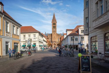 Potsdam, Germany - Sep 13, 2019: Brandenburger Street and Church of St. Peter and Paul - Potsdam, Brandenburg, Germany