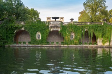 Potsdam, Germany - Sep 13, 2019: Fountain of Orangery Palace in Sanssouci park - Potsdam, Brandenburg, Germany