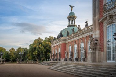 Potsdam, Germany - Sep 13, 2019: South Wing of New Palace (Neues Palais) view from garden at Sanssouci park - Potsdam, Brandenburg, Germany