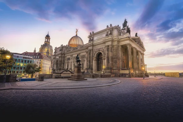 Bruhls Terraço Pôr Sol Com Dresden Academy Fine Arts Frauenkirche — Fotografia de Stock